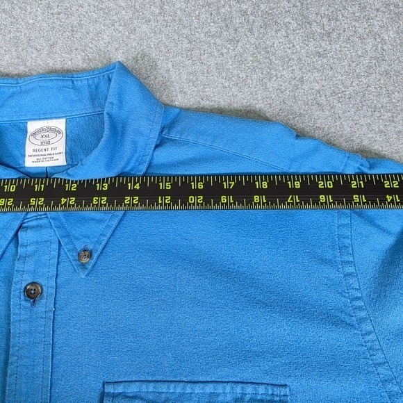Brooks Brothers Regent Fit 1818 Men's XXL Blue Button-Down Shirt Elbow Patch - Picture 11 of 14
